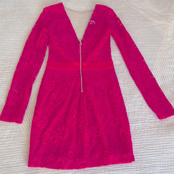 Bebe Shawna Hot Pink Lace Dress Size 00 - Picture 7 of 10